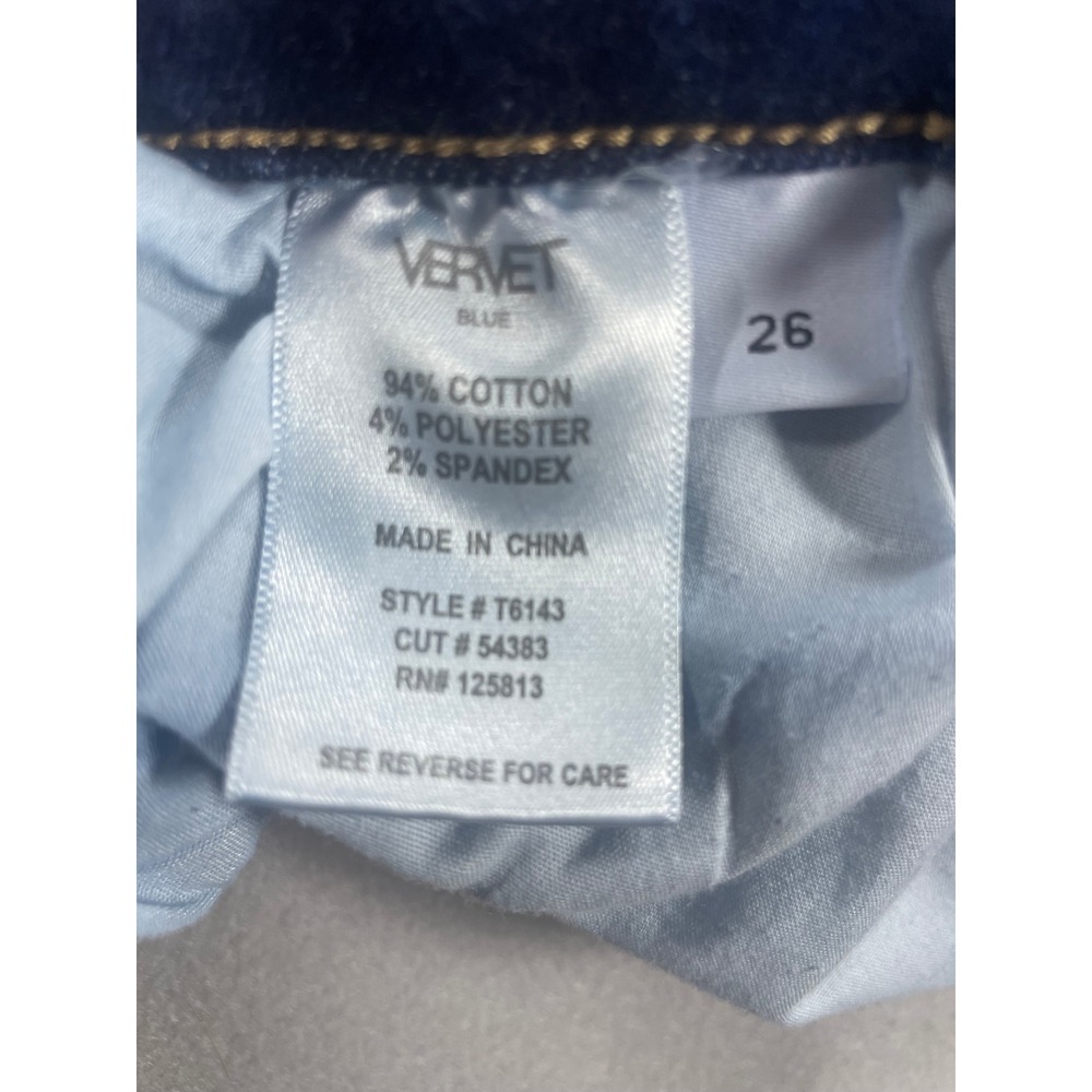 Vervet Blue Womens High Rise Straight Leg Raw Hem Jeans Dark Wash Size 26 T6143 - Picture 4 of 10